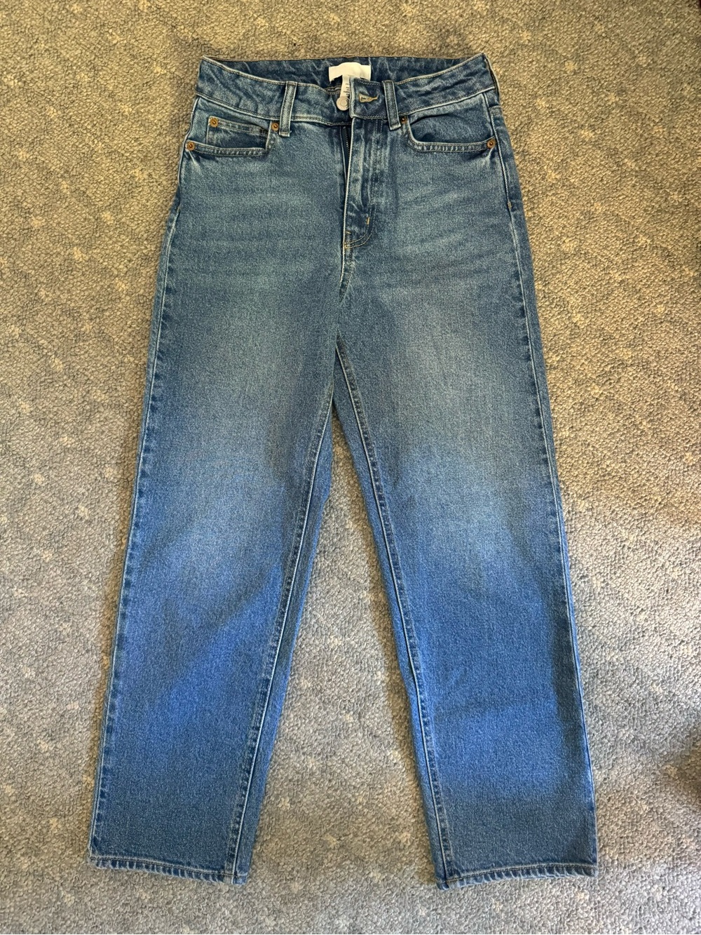 H&M Women's Straight-Leg Jeans in Mid Blue